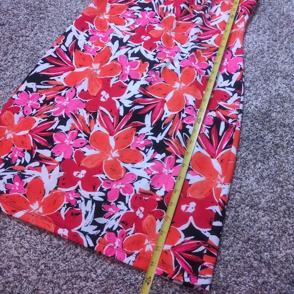 ALYX Women's 4 RED PINK ORANGE BLACK Floral dress A-Line Sleeveless - Picture 3 of 8